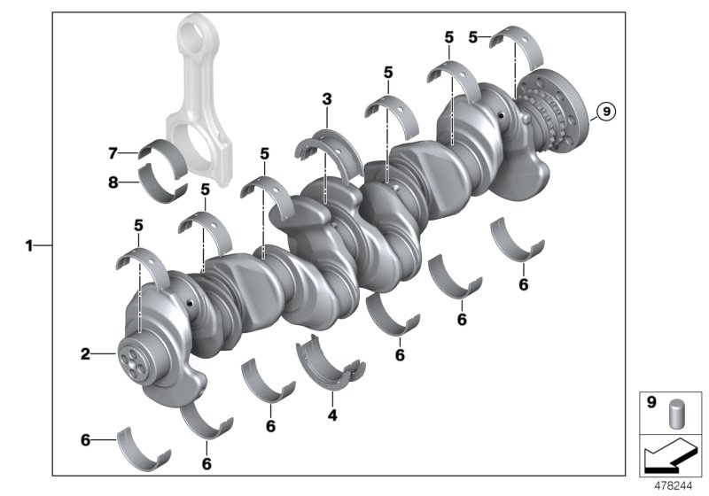Crankshaft with bearing shells