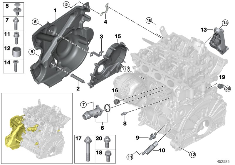 Engine block mounting parts