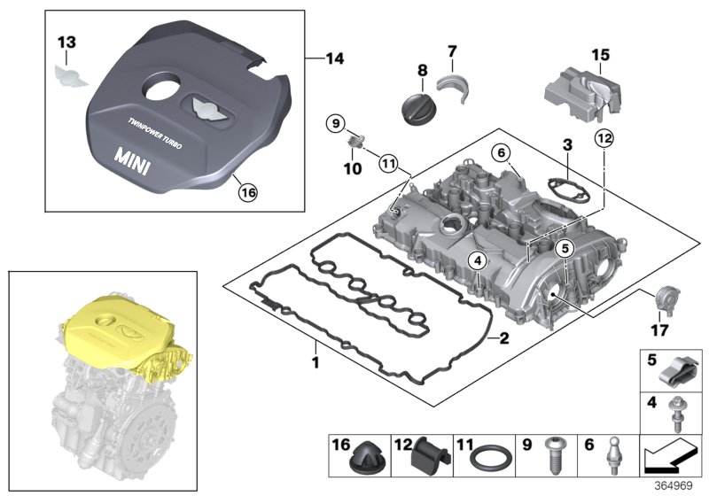 Cylinder head cover/Mounting parts