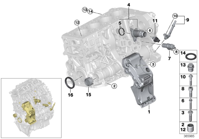 Engine block mounting parts