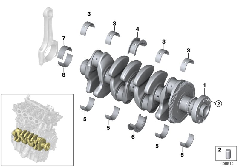Crankshaft with bearing shells