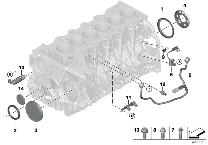 Engine block mounting parts