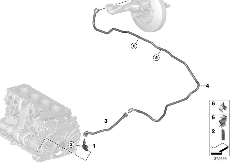 Vacuum line, brake servo