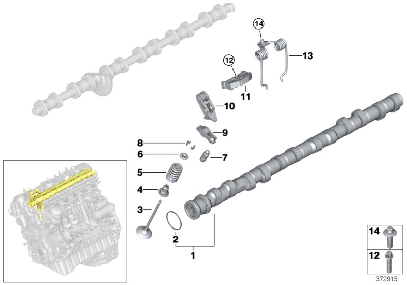 Valve timing gear, camshaft, inlet