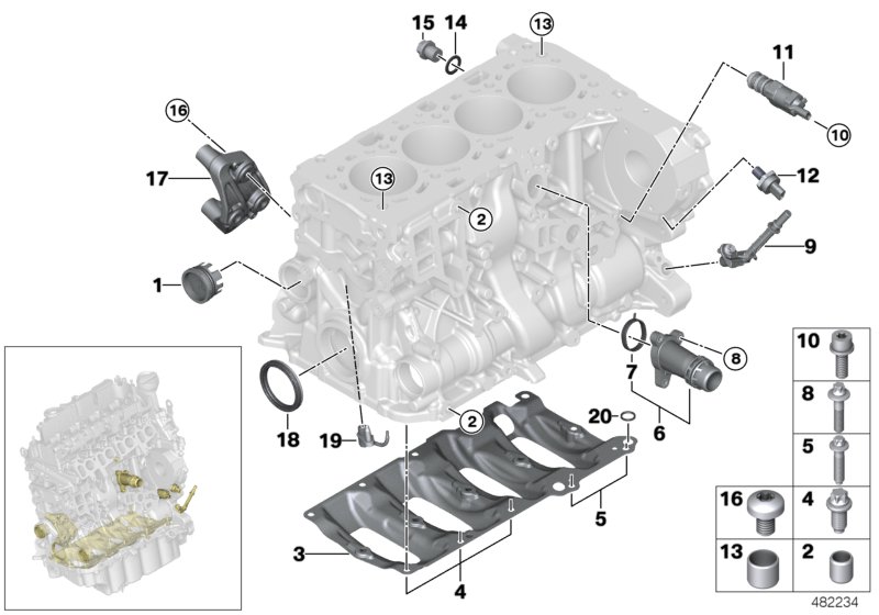 Engine block mounting parts