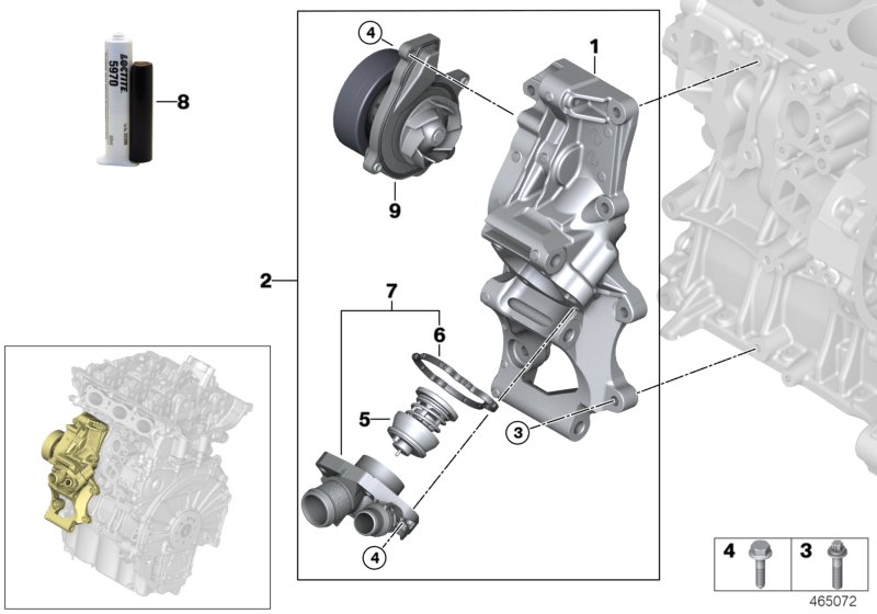 Cooling system - coolant pump/thermostat