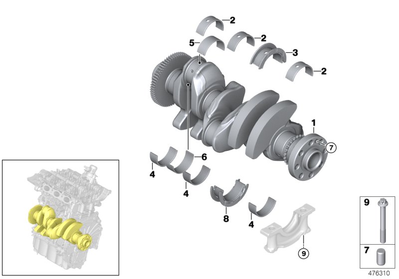 Crankshaft with bearing shells