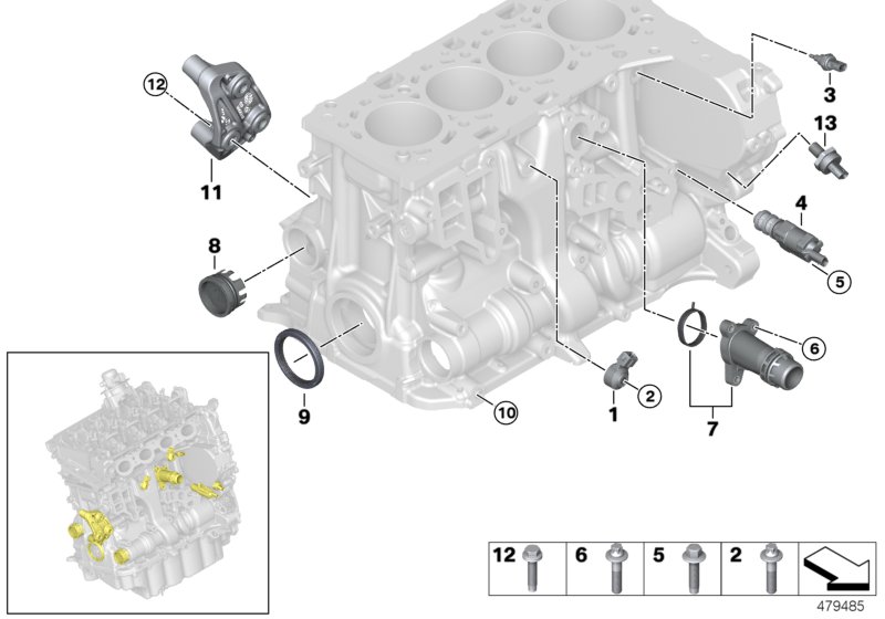 Engine block mounting parts