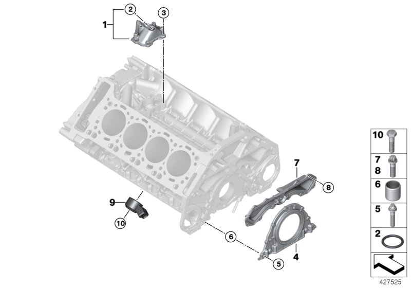Engine block mounting parts