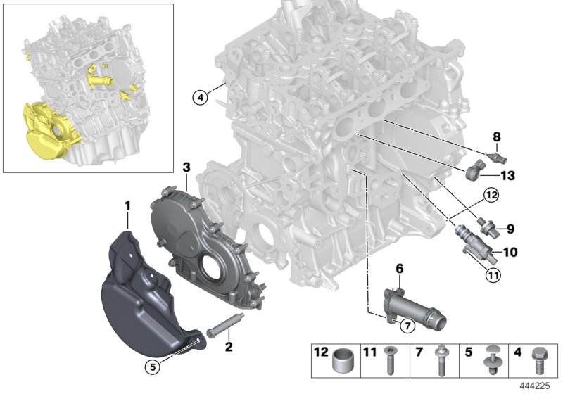 Engine block mounting parts