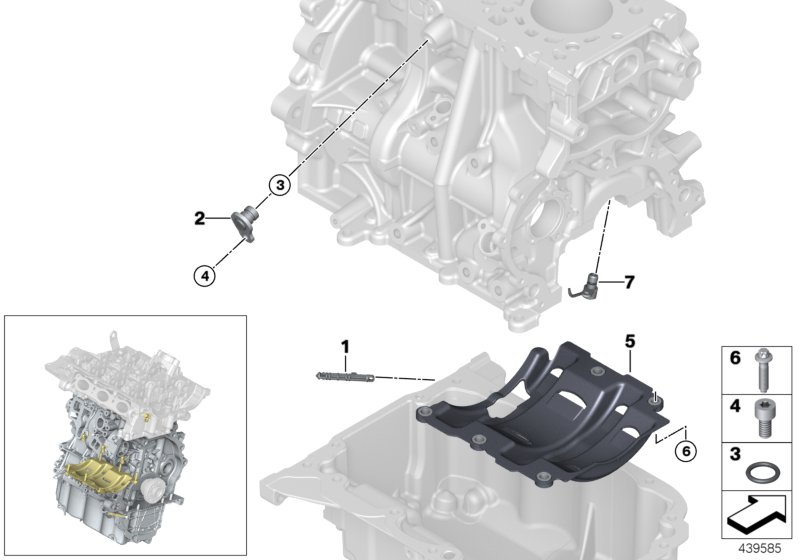 Engine block mounting parts