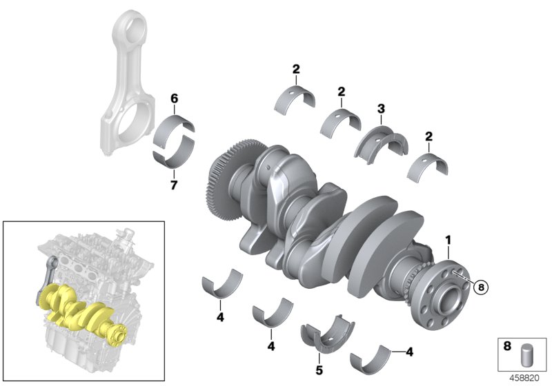 Crankshaft with bearing shells