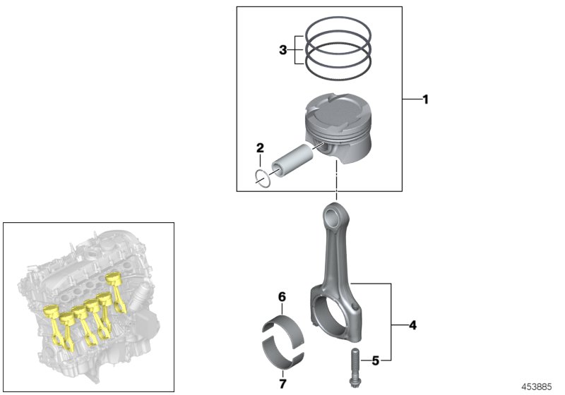Crankshaft connect.rod with pistons