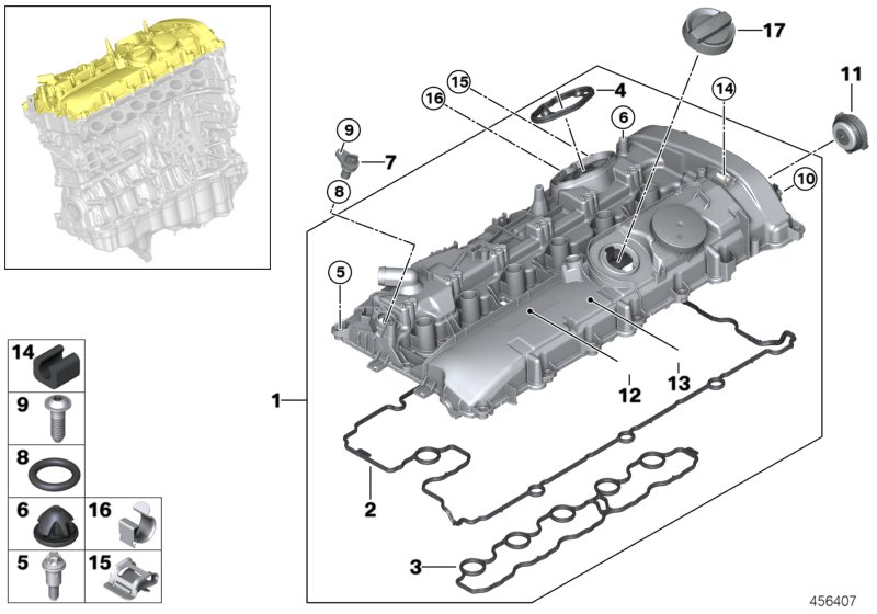 Cylinder head cover/Mounting parts