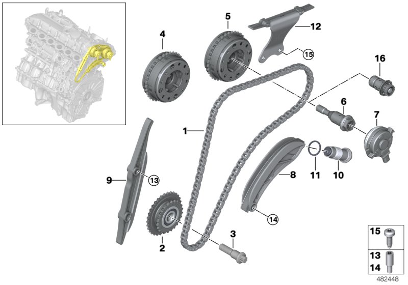 timing gear timing chain top - VANOS