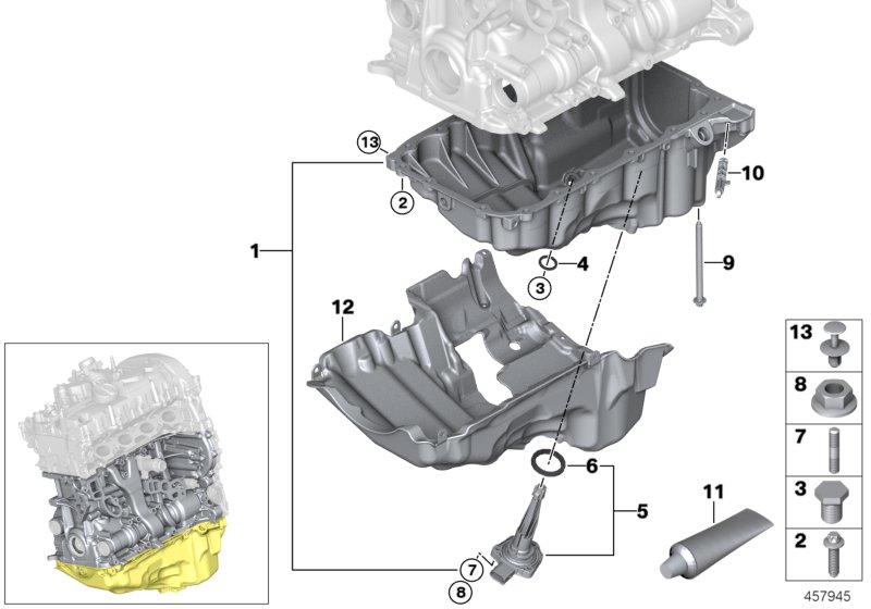 Oil pan/oil level indicator
