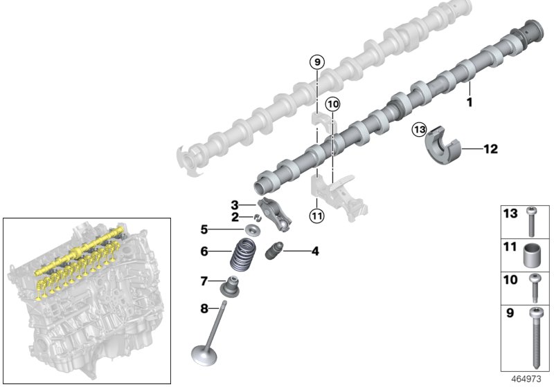 Valve timing gear, camshaft, inlet