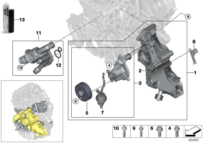 Cooling system - coolant pump/thermostat