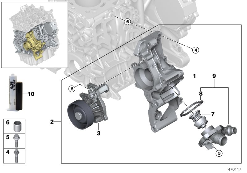 Cooling system - coolant pump/thermostat
