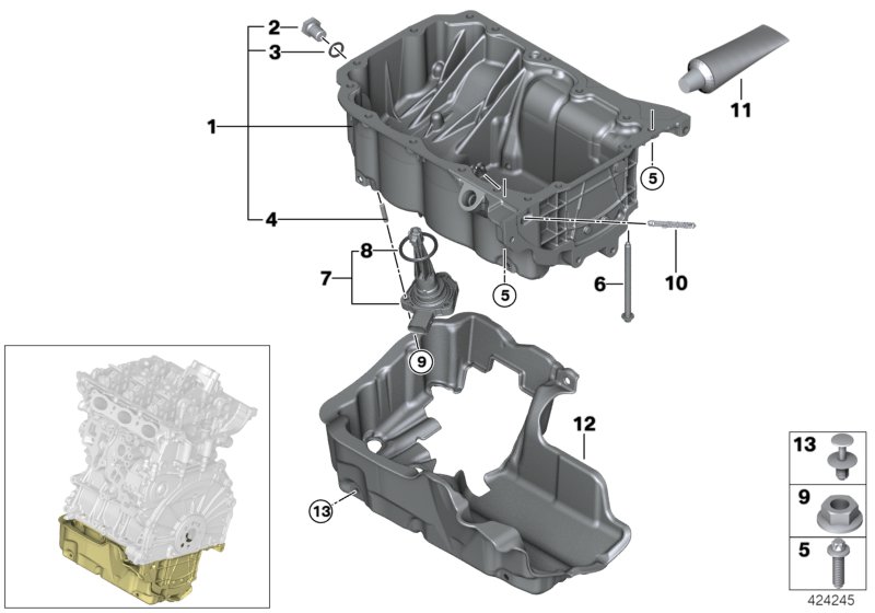 Oil pan/oil level indicator