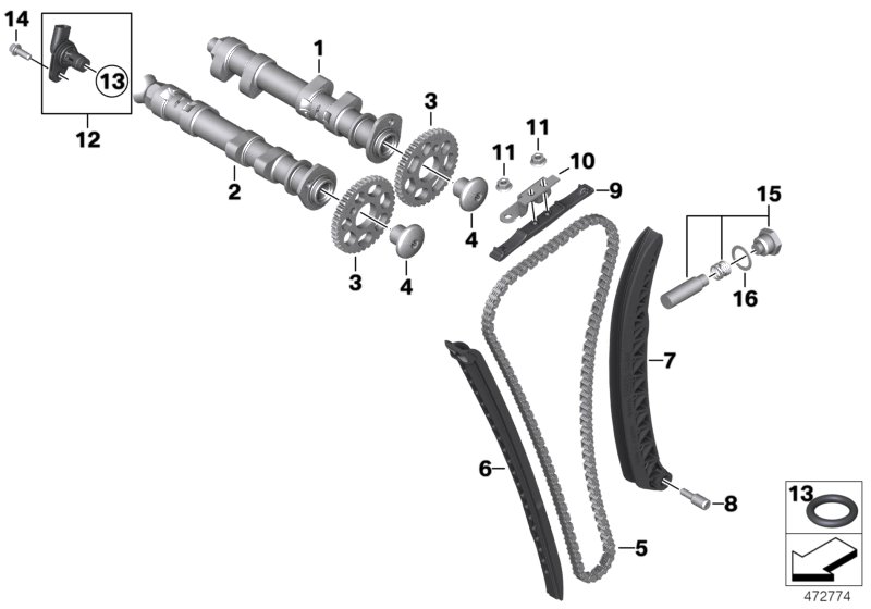 Timing gear - cam shaft/chain drive