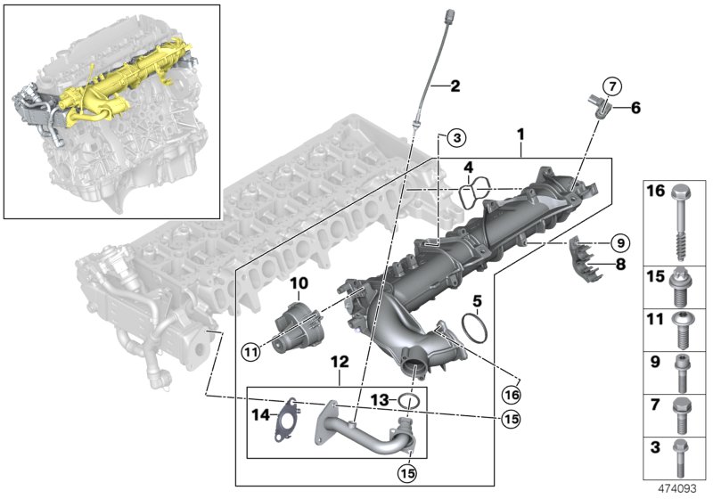 Intake manifold AGR with flap control
