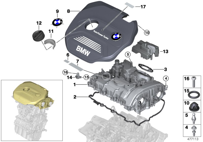 Cylinder head cover/Mounting parts