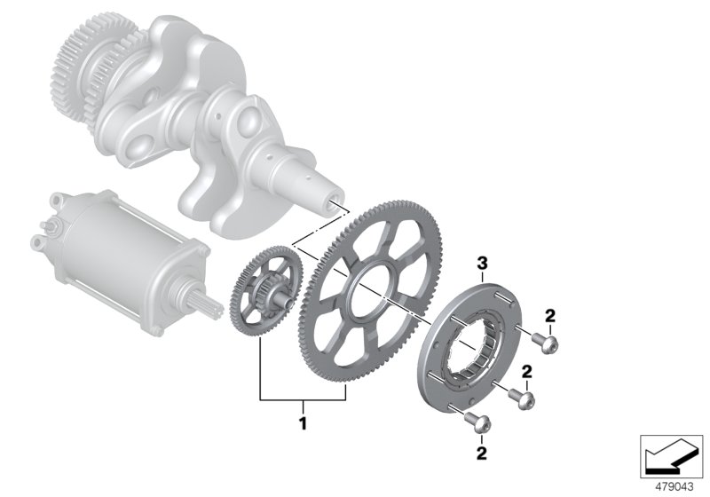 Starter overrunning clutch,reductiongear