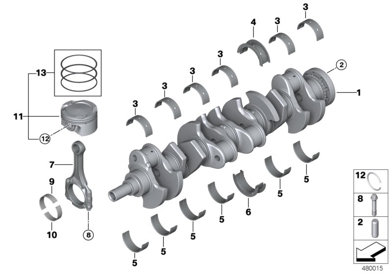 Crankshaft/connecting rod/piston