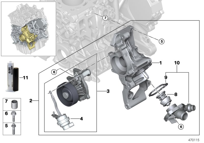 Cooling system - coolant pump/thermostat