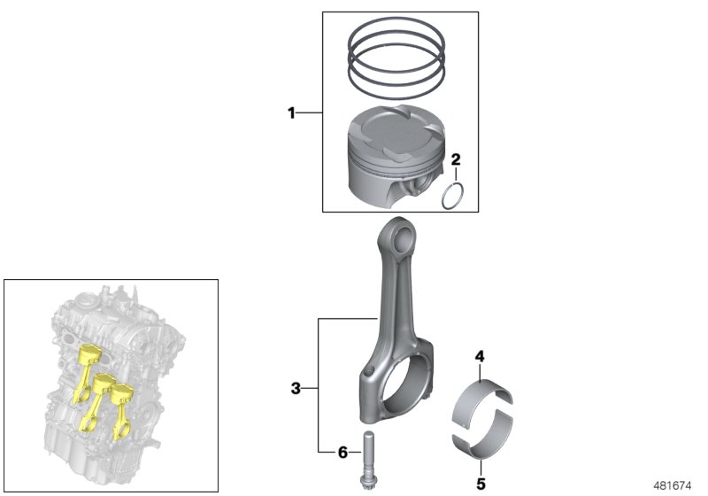 Crankshaft connect.rod with pistons
