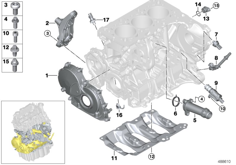 Engine block mounting parts