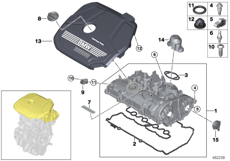 Cylinder head cover/Mounting parts