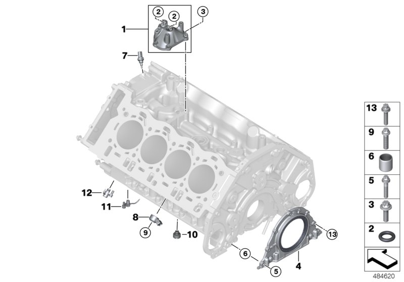 Engine block mounting parts