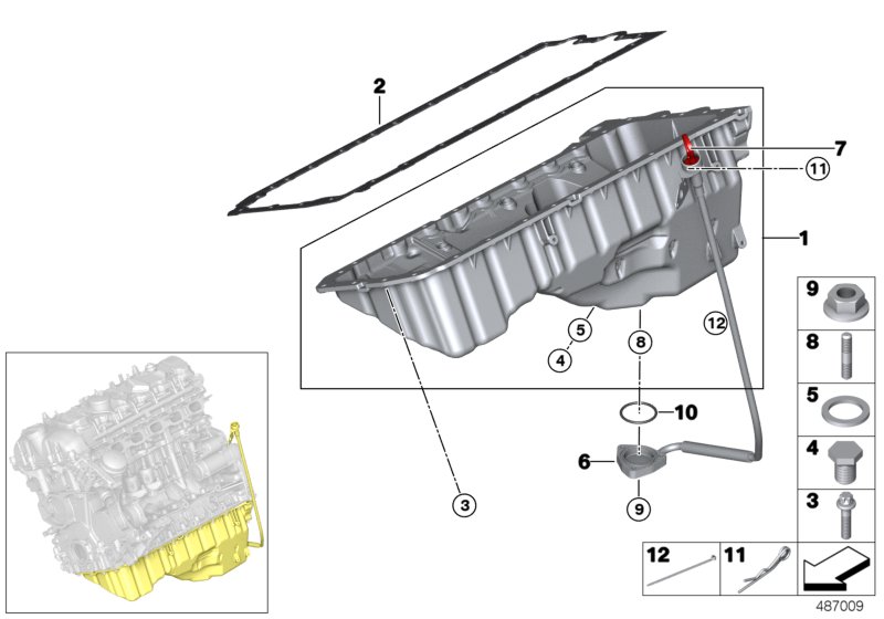Oil pan/oil level indicator