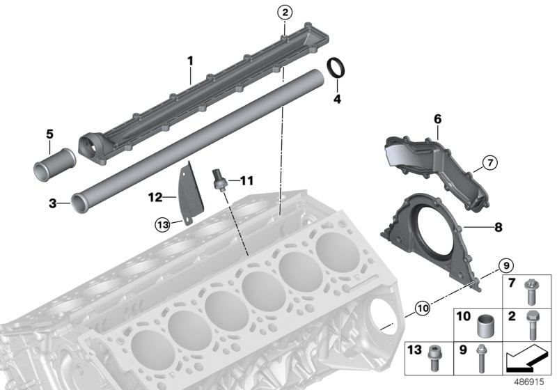 Engine block mounting parts