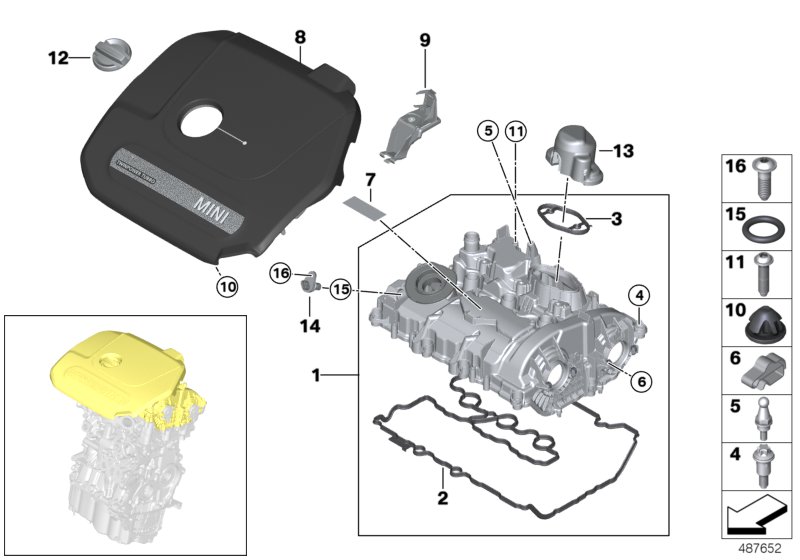 Cylinder head cover/Mounting parts