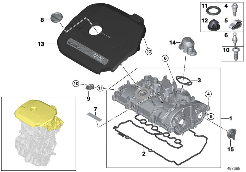 Cylinder head cover/Mounting parts