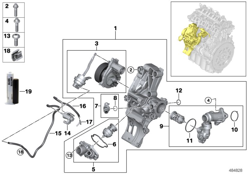 Cooling system - coolant pump/thermostat