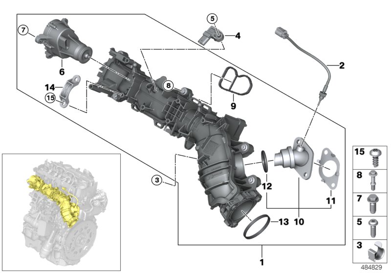 Intake manifold AGR with flap control