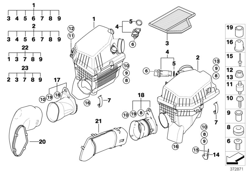 Intake silencer/Filter cartridge/HFM
