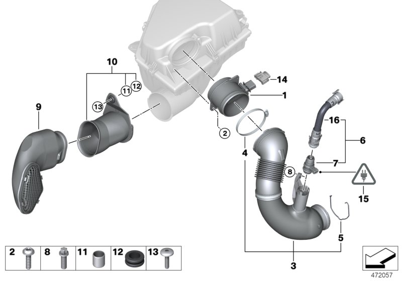 Hot-film air mass meter/clean air pipe