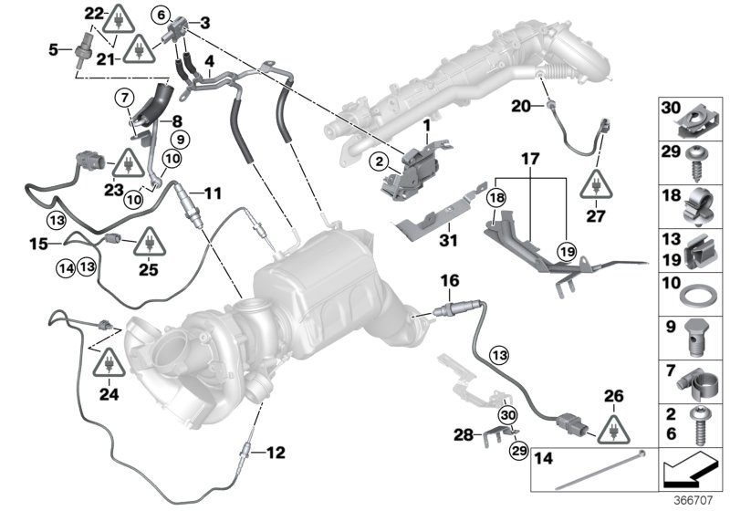 Diesel partic.filt.sens./mount.parts