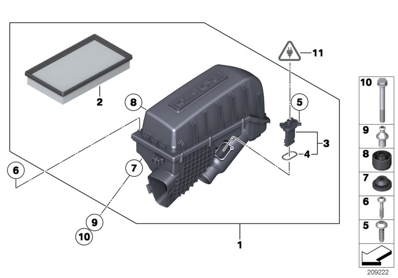 Intake silencer/Filter cartridge/HFM