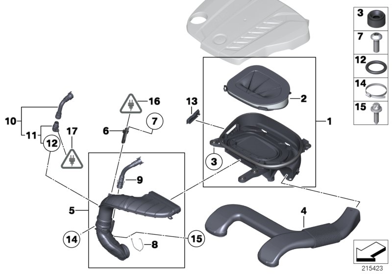 Intake silencer/Filter cartridge/HFM