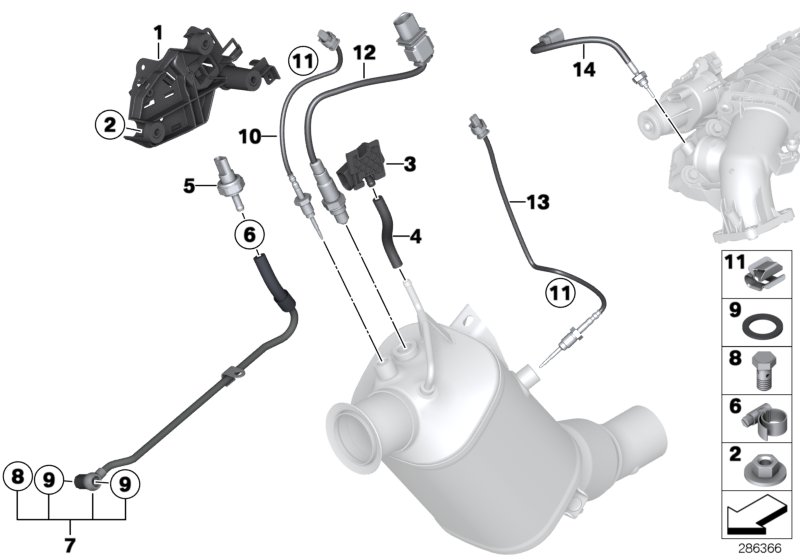 Diesel partic.filt.sens./mount.parts