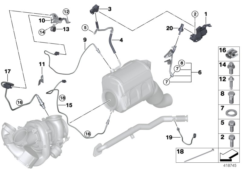 Diesel partic.filt.sens./mount.parts