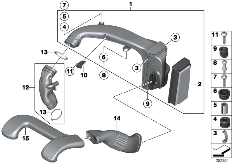 Intake silencer/Filter cartridge/HFM