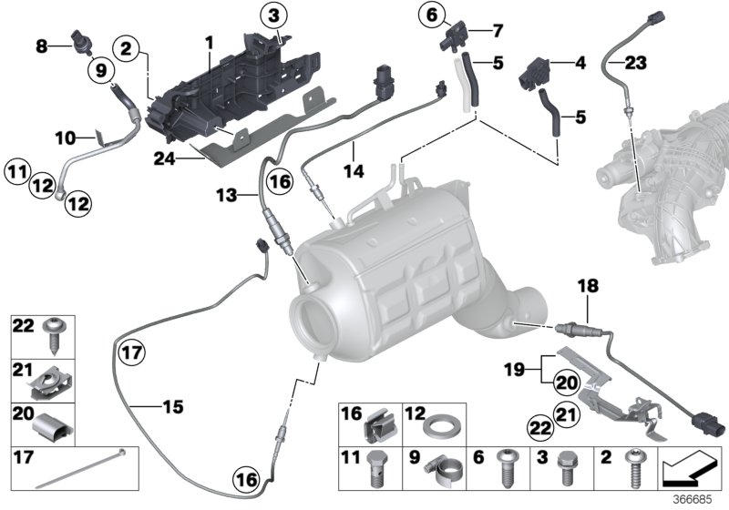 Diesel partic.filt.sens./mount.parts