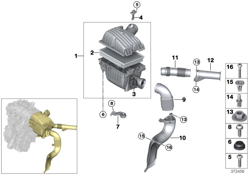 Intake silencer/Filter cartridge/HFM
